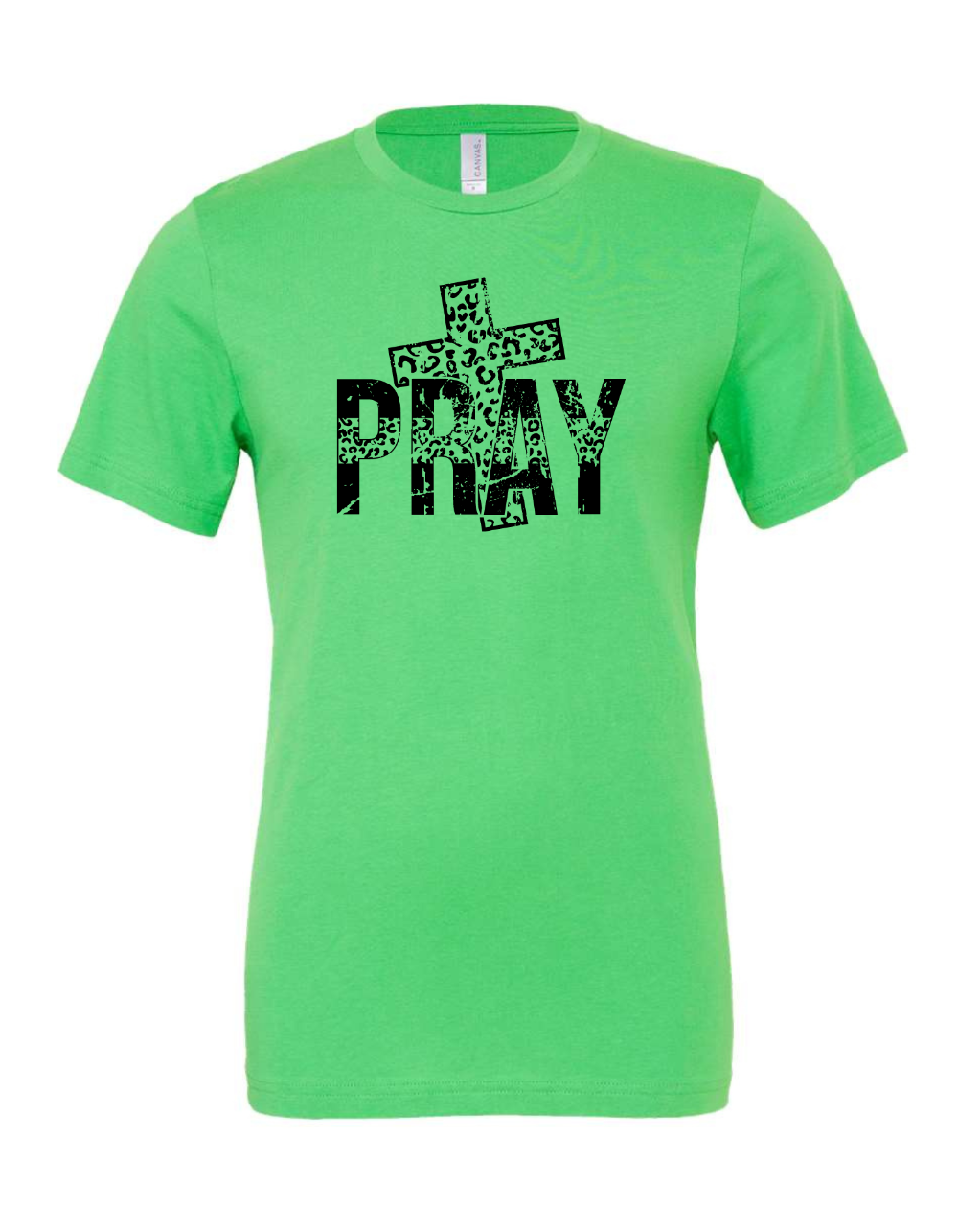 Pray Short Sleeve Shirt with Leopard Print Cross